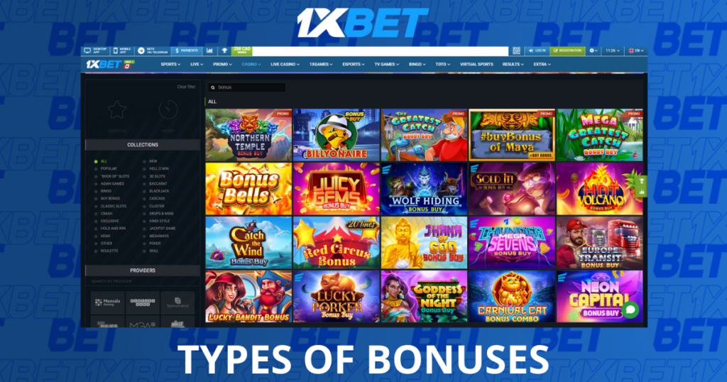 1xBet Types of Bonuses